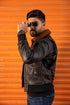 G-1 Navy Distress Black Bomber Leather Jacket