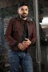 Aviator Bomber Brown Leather Jacket