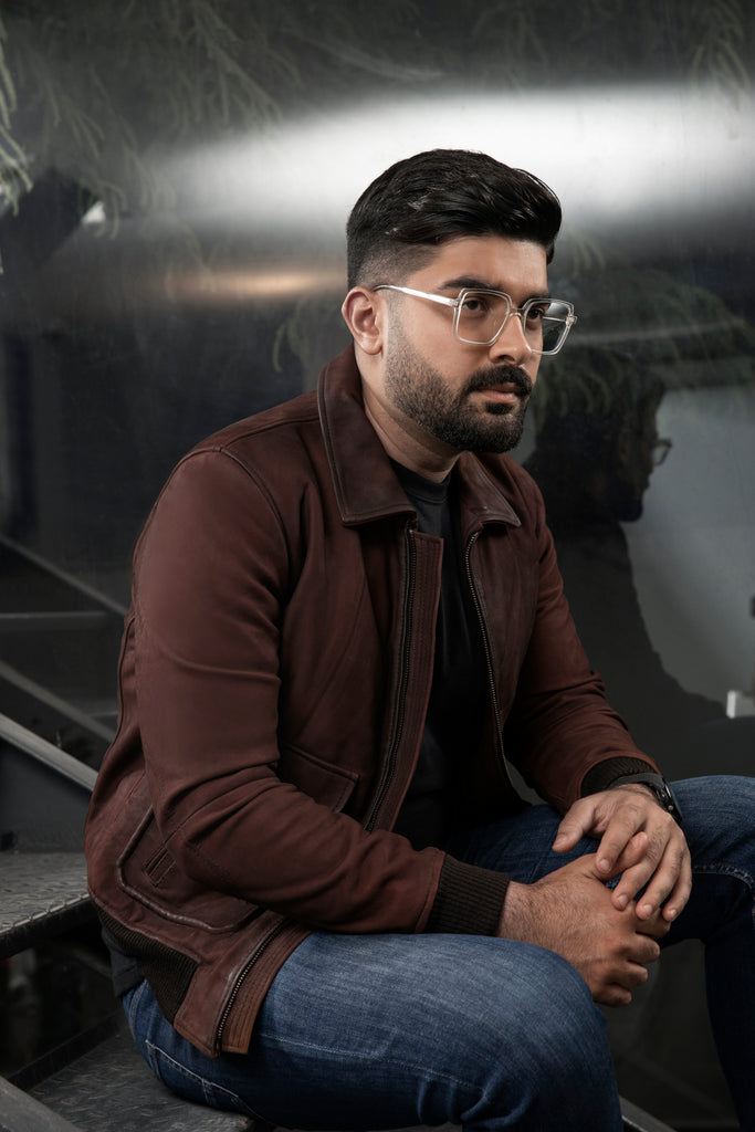 Aviator Bomber Brown Leather Jacket