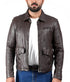 Men Collegan Waxed Brown Real Leather Jacket Style - 905