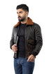 G-1 Navy Distress Black Bomber Leather Jacket