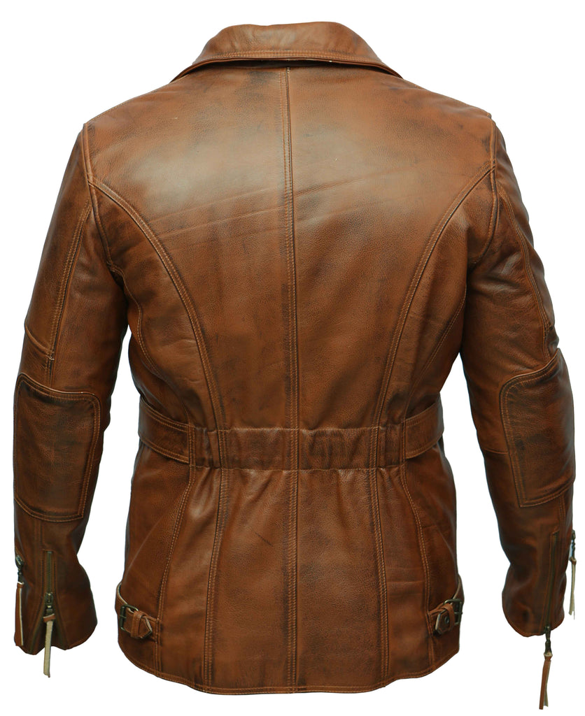 Men Eddie Biker 3/4 Length Real Leather Coat Style - 412