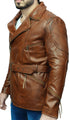 Men Eddie Biker 3/4 Length Real Leather Coat Style - 412