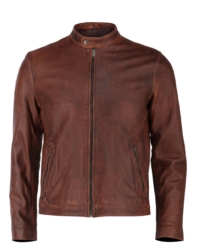 Men Alex Cafe Racer Brown Real Leather Jacket Style - 777