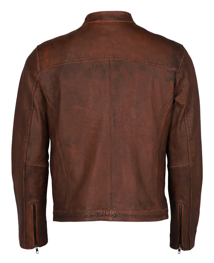 Men Alex Cafe Racer Brown Real Leather Jacket Style - 777