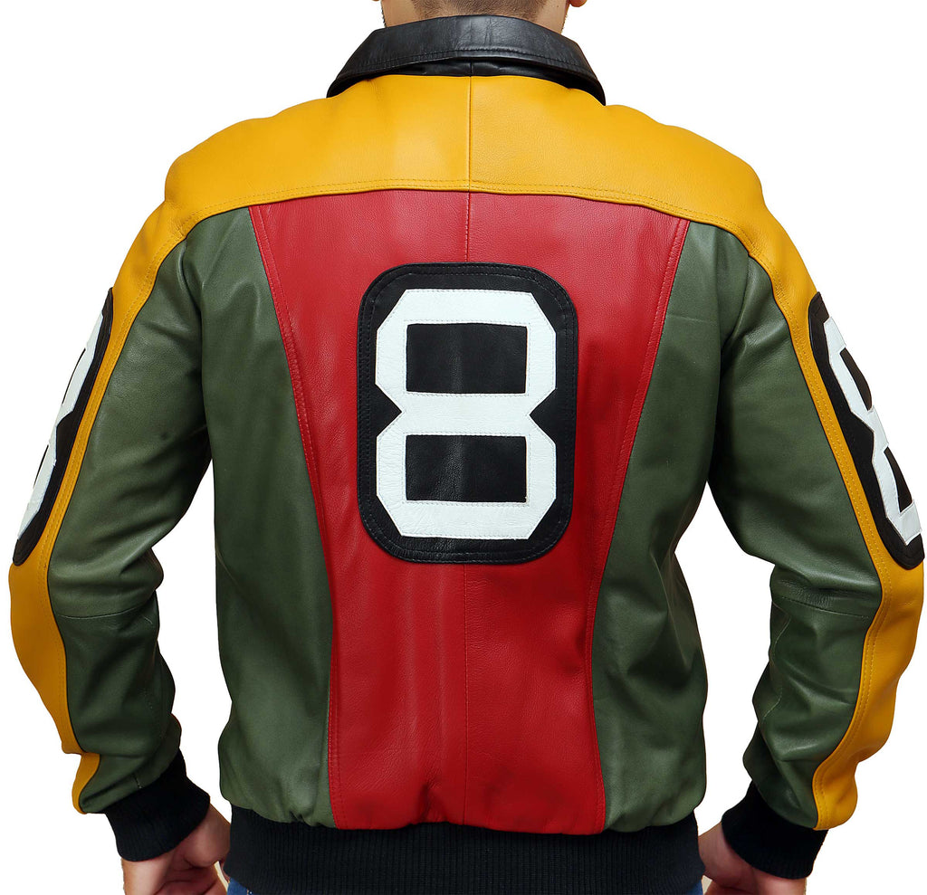 Men Seinfeld Michael Hoban 8 ball Bomber Jacket Real Leather Style - 396