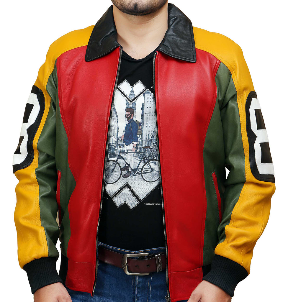 Men Seinfeld Michael Hoban 8 ball Bomber Jacket Real Leather Style - 396