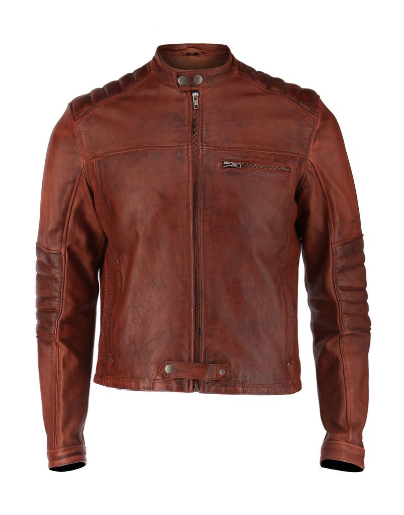 Men A-Fly Cafe Racer Brown Real Leather Jacket Style - 310