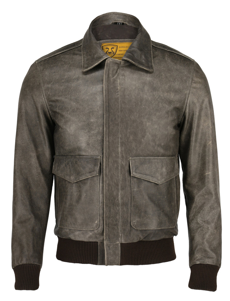 Men A-2 Real Leather Flight Bomber Jacket - 420