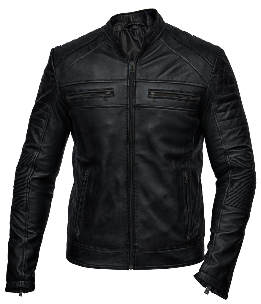 Men Cafe Racer Biker Real Leather Jacket Style - 298