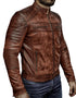 Men Cafe Racer Biker Real Leather Jacket Style - 298