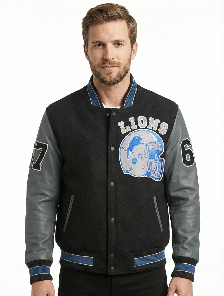 Men Beverly Hills Cop Detroit Lions Varsity Jacket style - 252