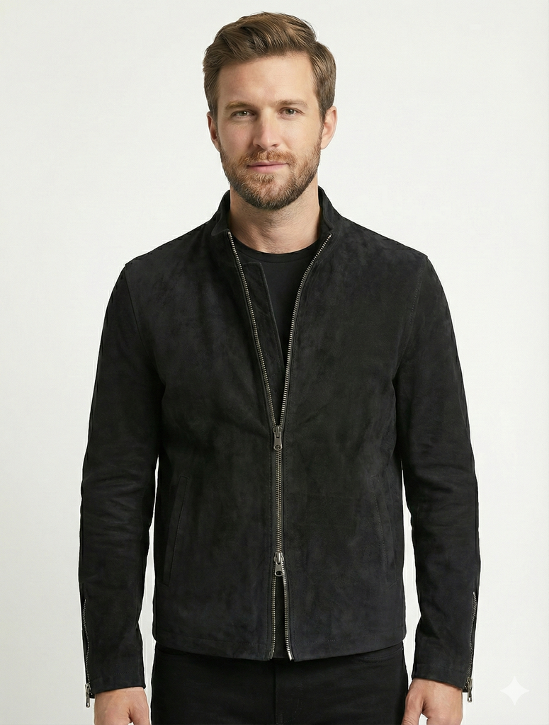 Men JB Suede Biker Leather Jacket Style - 95