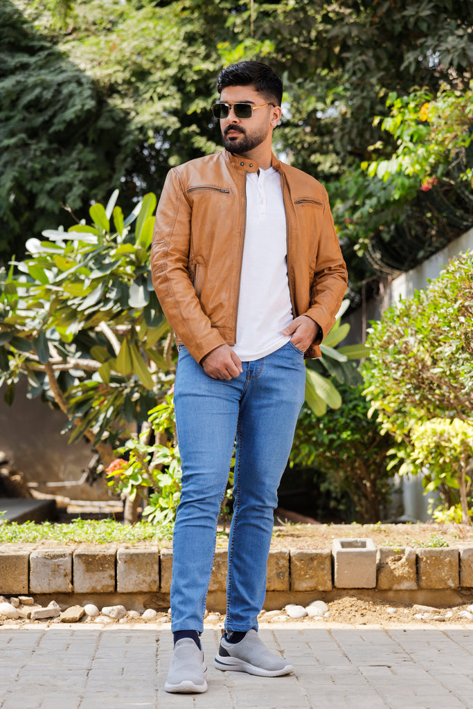 Men Brent Biker Real Leather Jacket Style - 873