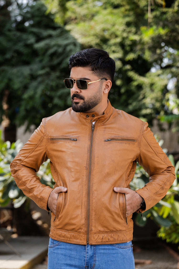 Men Brent Biker Real Leather Jacket Style - 873