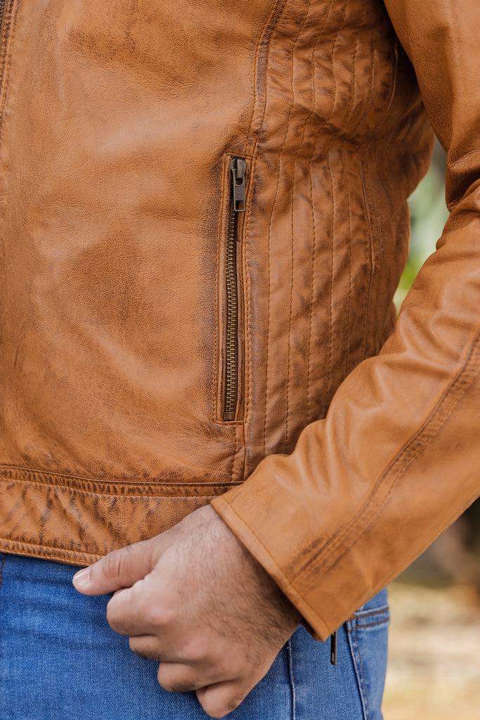 Men Brent Biker Real Leather Jacket Style - 873