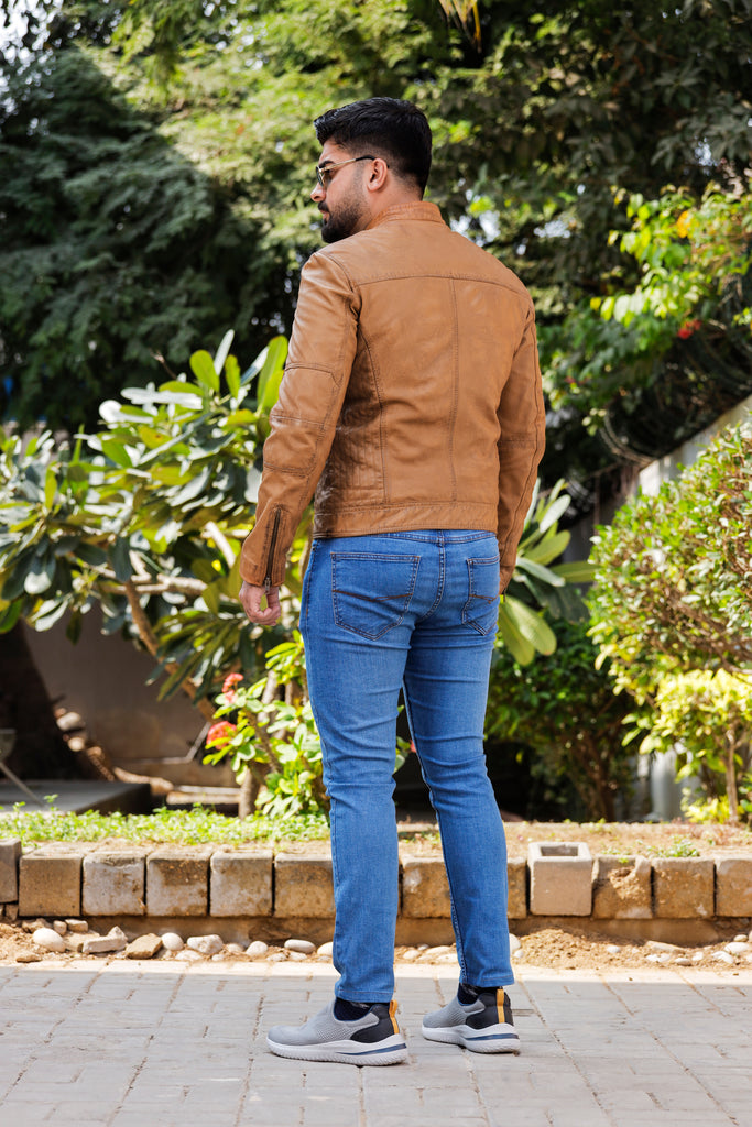 Men Brent Biker Real Leather Jacket Style - 873