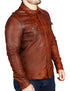 Men Chalk Rustic Brown lamb Skin Soft Leather Shirt Style - 643