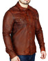 Men Chalk Rustic Brown lamb Skin Soft Leather Shirt Style - 643
