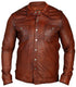 Men Chalk Rustic Brown lamb Skin Soft Leather Shirt Style - 643