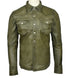 Men Chalk Olive Green lamb Skin Soft Leather Shirt Style - 643