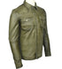 Men Chalk Olive Green lamb Skin Soft Leather Shirt Style - 643