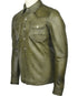 Men Chalk Olive Green lamb Skin Soft Leather Shirt Style - 643