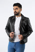Men Collegan Distress Black Real Leather Jacket Style - 905