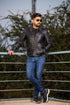 Men Collegan Distress Black Real Leather Jacket Style - 905