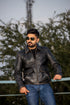 Men Collegan Distress Black Real Leather Jacket Style - 905