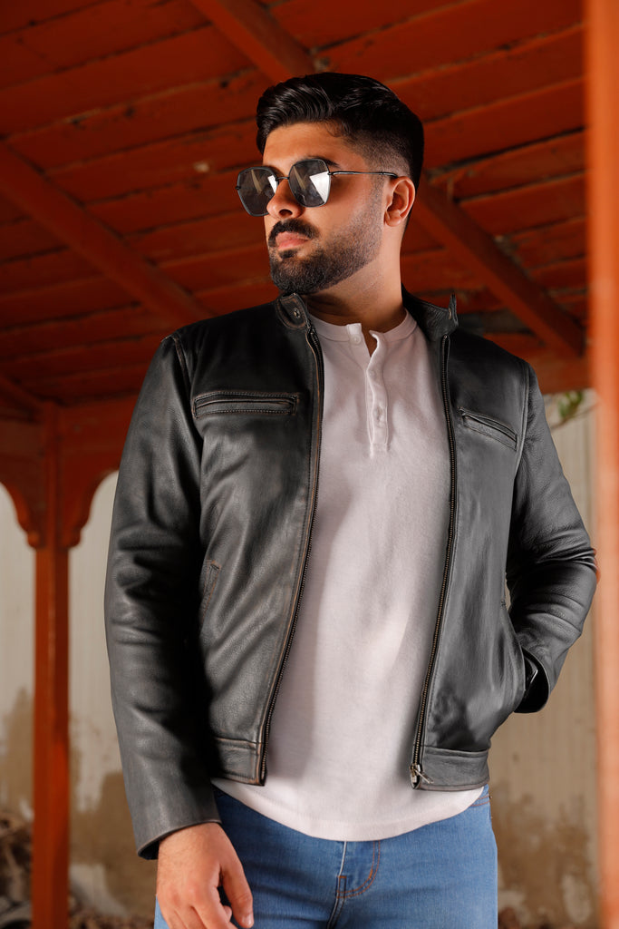 Men Contraband Distress Brown Real Leather Jacket Style - 45