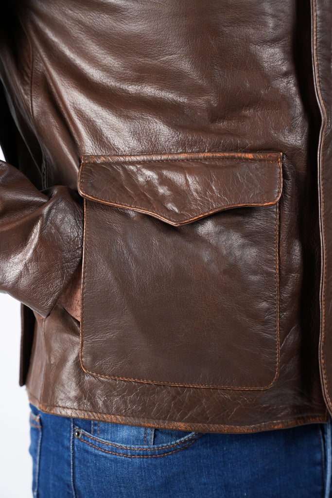 Men Raiders of The Lost Indiana Jacket Vintage Brown Distressed Leather Harrison Jacket Style - 998