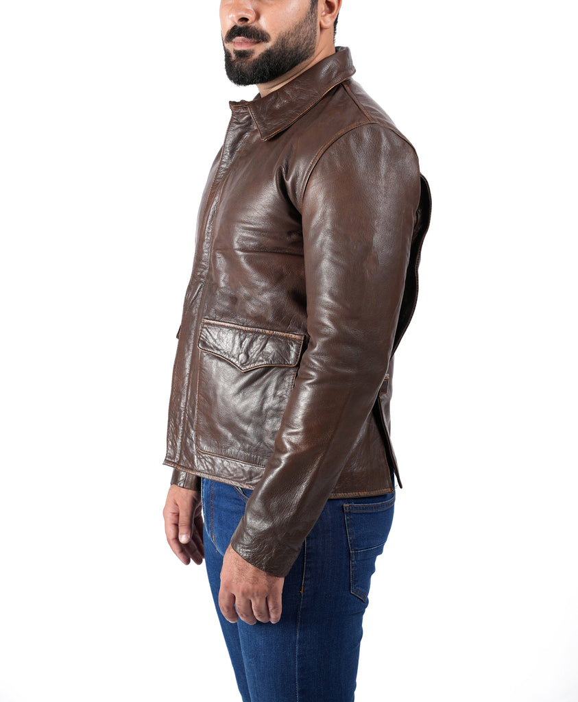 Men Raiders of The Lost Indiana Jacket Vintage Brown Distressed Leather Harrison Jacket Style - 998