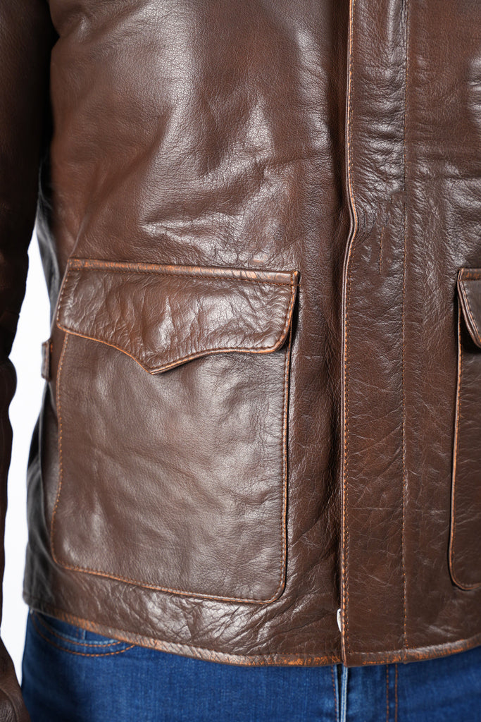 Men Raiders of The Lost Indiana Jacket Vintage Brown Distressed Leather Harrison Jacket Style - 998