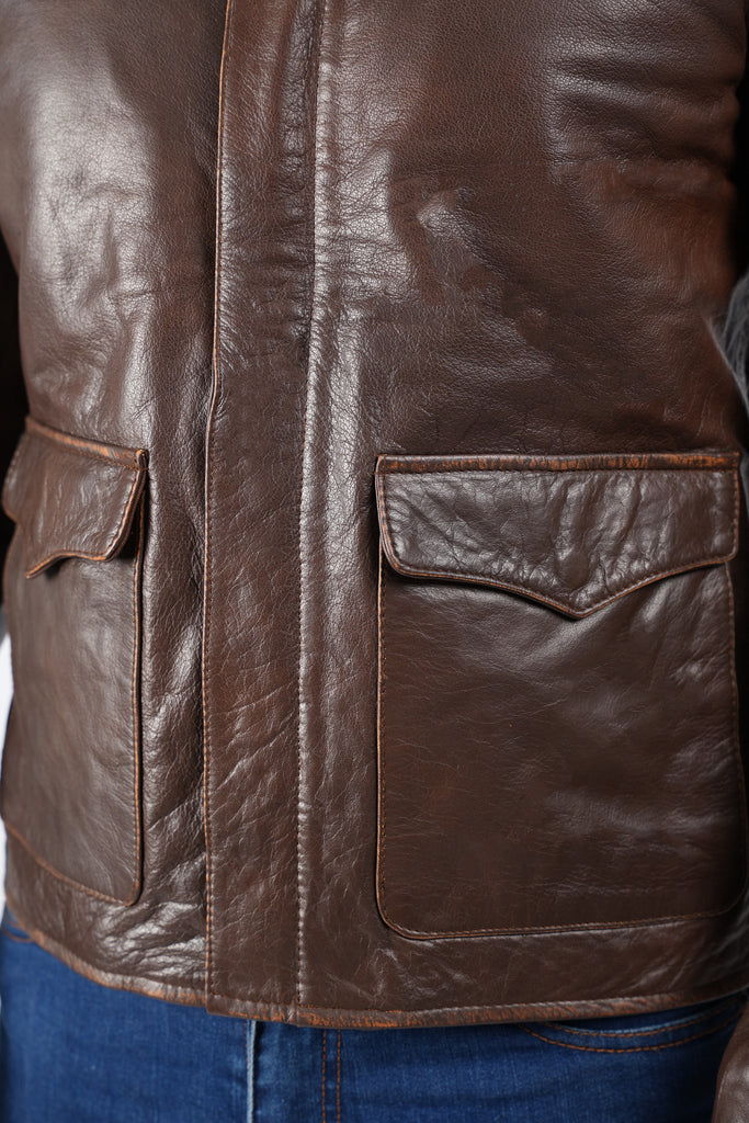 Men Raiders of The Lost Indiana Jacket Vintage Brown Distressed Leather Harrison Jacket Style - 998