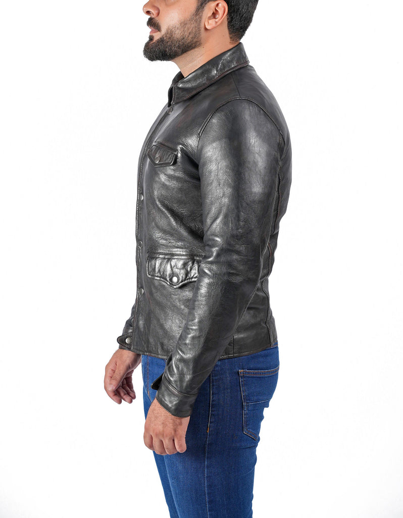 Men YRTC Biker Cafe Racer Leather Jacket Style - 957