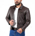 Men Collegan Waxed Brown Real Leather Jacket Style - 905