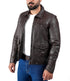 Men Collegan Waxed Brown Real Leather Jacket Style - 905