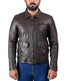 Men Collegan Waxed Brown Real Leather Jacket Style - 905