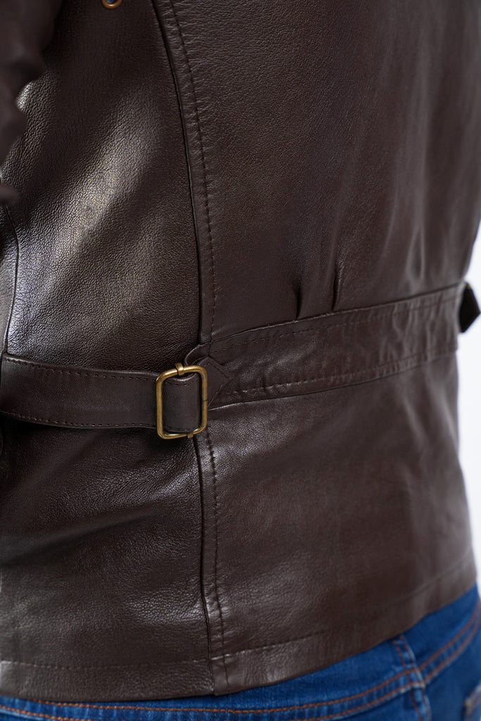 Men Collegan Waxed Brown Real Leather Jacket Style - 905