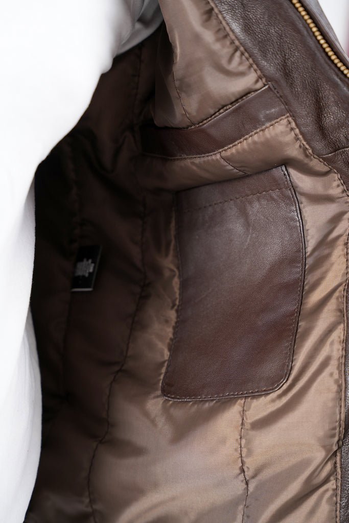 Men Collegan Waxed Brown Real Leather Jacket Style - 905