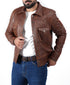 Men CDC Brown Shirt Style Waxed Leather Jacket Style - 959