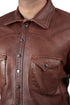 Men CDC Brown Shirt Style Waxed Leather Jacket Style - 959