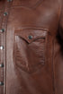 Men CDC Brown Shirt Style Waxed Leather Jacket Style - 959