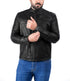 Men FNR Distress Black Biker Real Leather Jacket Style - 705