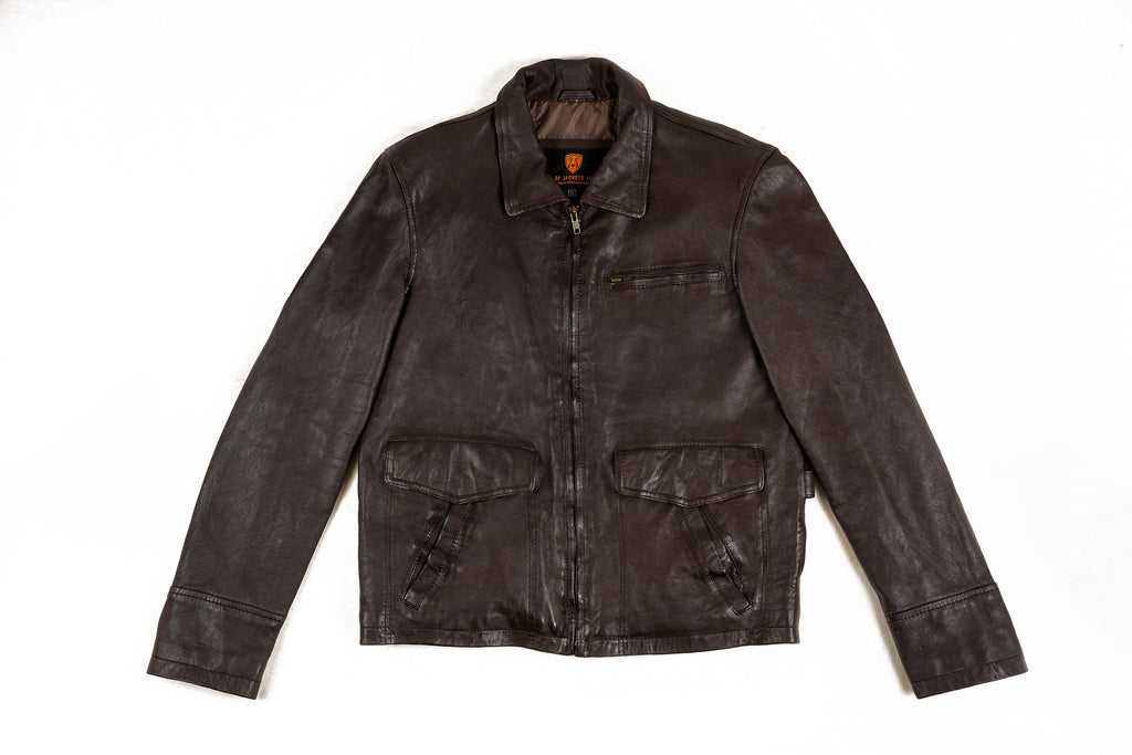 Men Collegan Waxed Brown Real Leather Jacket Style - 905