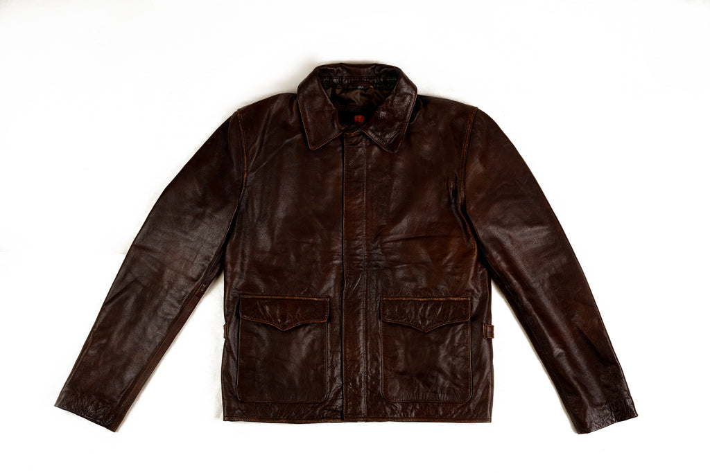 Men Raiders of The Lost Indiana Jacket Vintage Brown Distressed Leather Harrison Jacket Style - 998