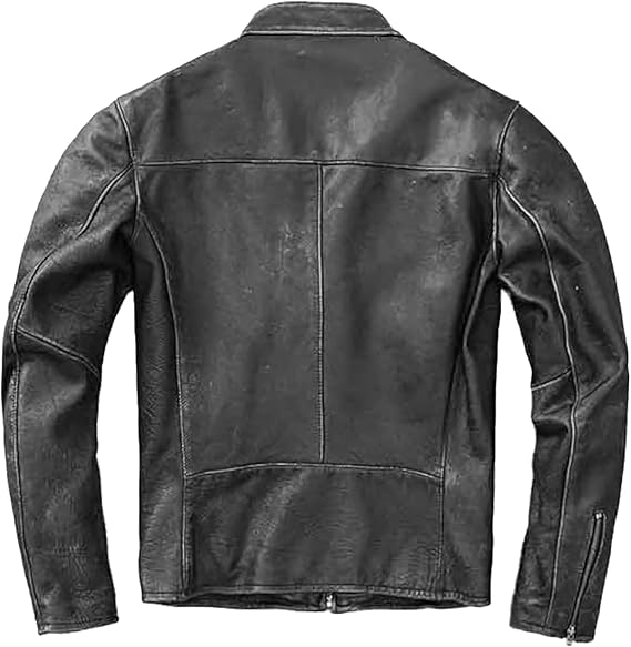 Men FNR Distress Black Biker Real Leather Jacket Style - 705