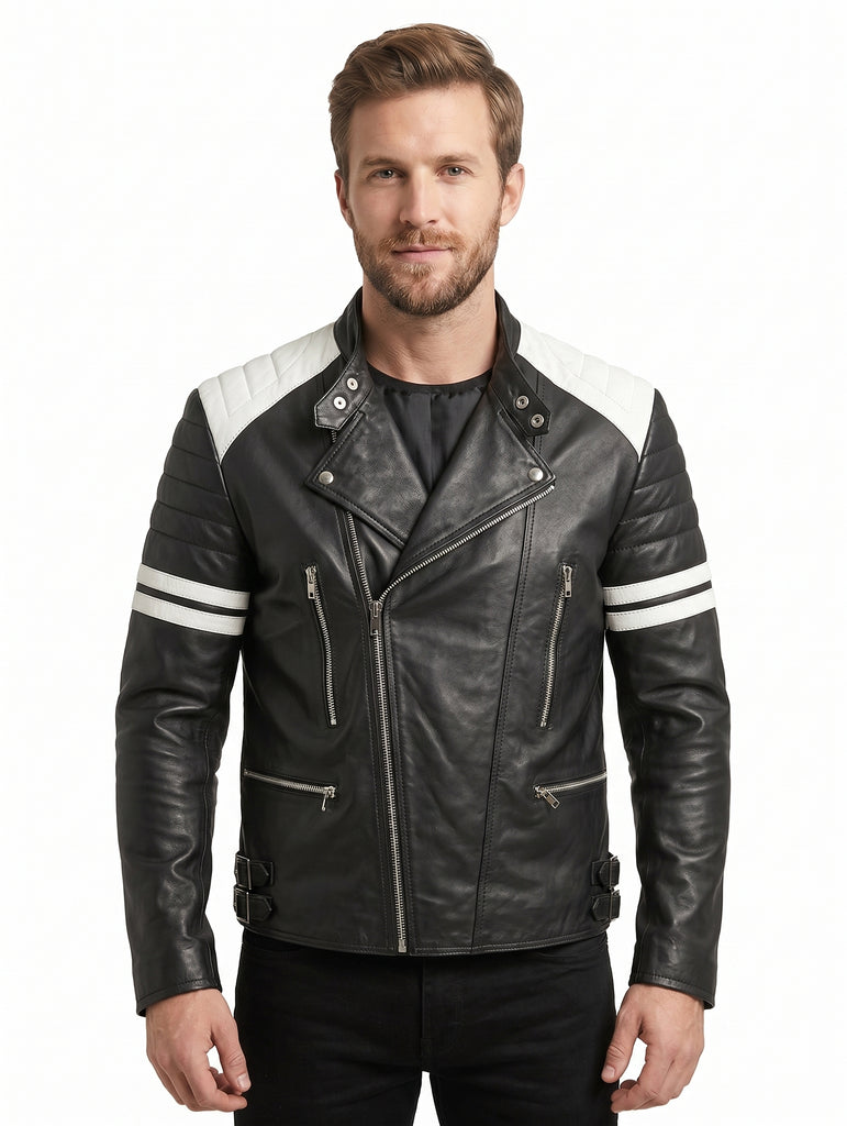 Men Fight Club Biker Real Leather Jacket Style - 72