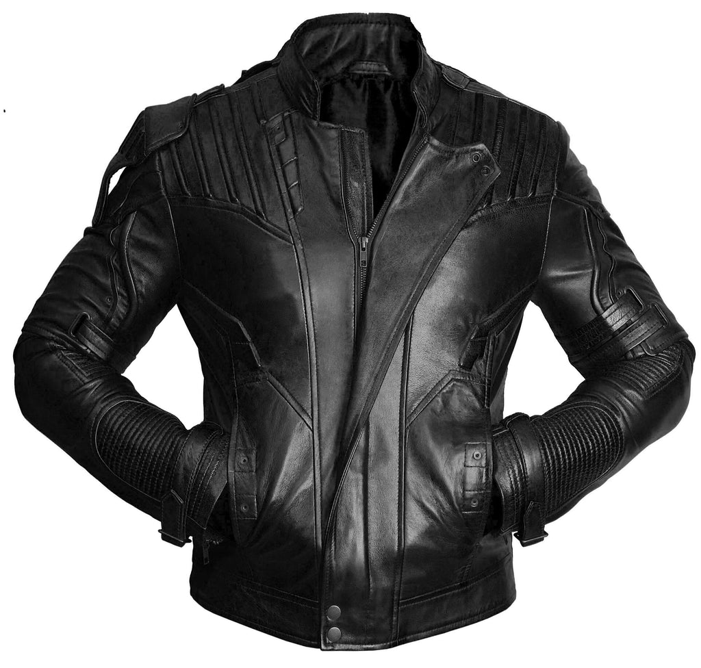 Men Guardians of the Galaxy 2 Star Lord Chris Pratt Real Leather Jacket Style - 416
